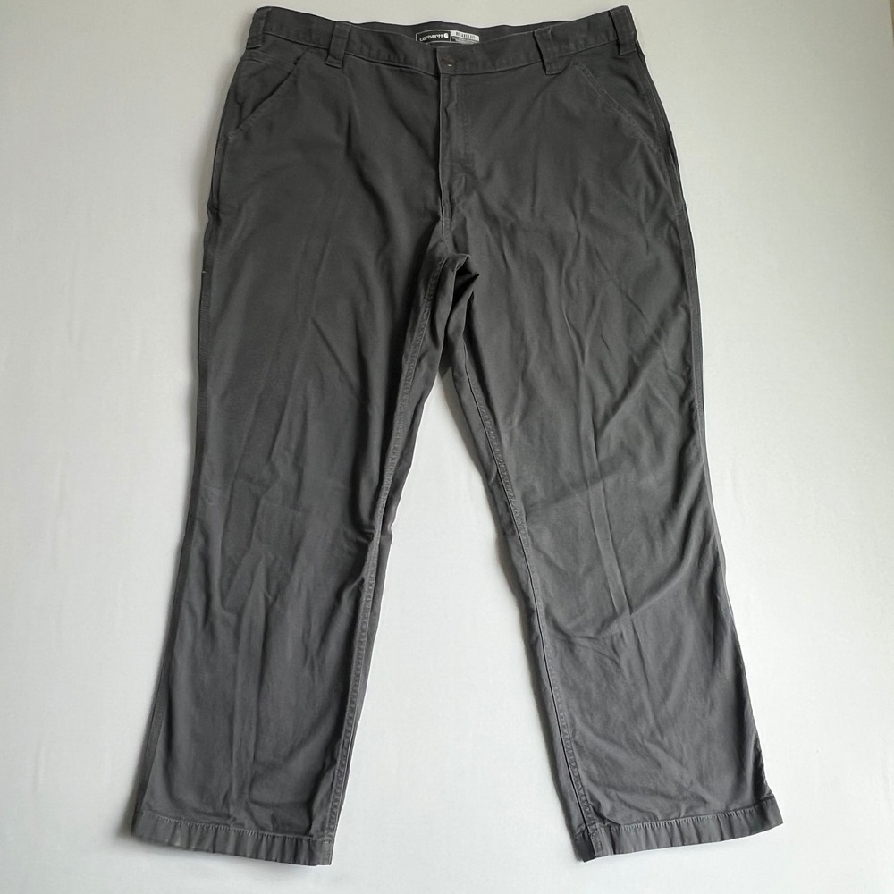 Carhartt Utility Pants Rigby Dungaree Relaxed Canvas Gray Mens 40x29 (Tag 40x30)